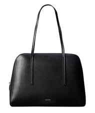 CALVIN KLEIN FOIL LOGO Bolso de hombro XL coco negro/tostado - Bolsos Mujer - 1