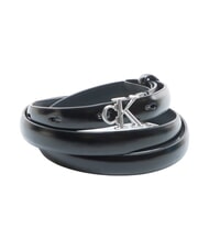 CALVIN KLEIN ROUND CK BUCKLE Cintur&oacute;n de cuero ck negro / n&iacute;quel antiguo - Cinturones - 1