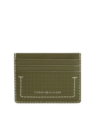 TOMMY HILFIGER TH MICRO FLAG Tarjetero plano de cuero madera de olivo - Carteras Hombre - 1