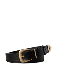 CALVIN KLEIN HW END TIP Cintur&oacute;n de cuero negro / oro claro antiguo - Cinturones - 1