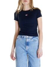 TOMMY HILFIGER TH JEANS Camiseta de manga corta acanalada azul marino noche oscura - camiseta - 1