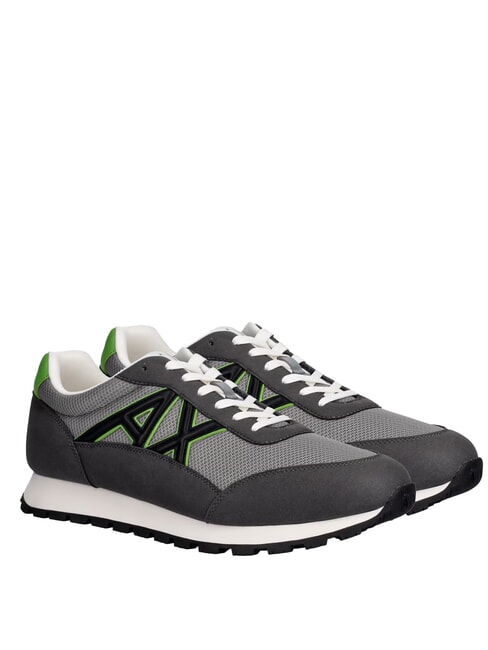 ARMANI EXCHANGE DROP MICROSUEDE Zapatillas con logotipo en contraste color gris plomo + gris neutro - Zapatos Hombre