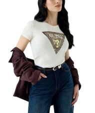 GUESS SNAKE TRIANGLE Camiseta de manga corta cremwhi - camiseta - 1