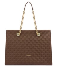 POLLINI HERITAGE Bolso de hombro de piel para compras marr&oacute;n / crema - Bolsos Mujer - 1