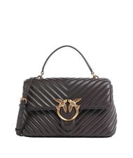 PINKO CLASSIC LADY LOVE BAG bolsa de chevr&oacute;n marr&oacute;n marrasca-oro antiguo - Bolsos Mujer - 1