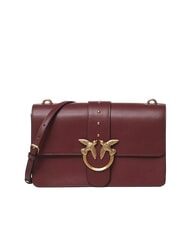 PINKO LOVE ONE CLASSIC Bolso bandolera de piel con solapa Grosella intensa-oro antiguo - Bolsos Mujer - 1