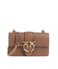 PINKO LOVE ONE CLASSIC Mini bolso de hombro de piel co&ntilde;ac marr&oacute;n-oro antiguo - Bolsos Mujer - 1