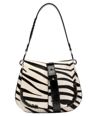 GIANNI CHIARINI HELENA ROUND Bolso de hombro de piel con correa para el hombro. cebra blanca y negra - Bolsos Mujer - 1