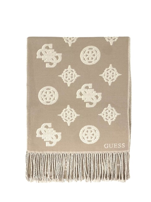 GUESS CRESIDIA 2 Bufanda con flecos logotipo de color topo oscuro - Bufandas