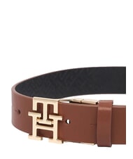 TOMMY HILFIGER TH LOGO Cintur&oacute;n reversible de piel con monograma co&ntilde;ac negro mono/de invierno - Cinturones - 1