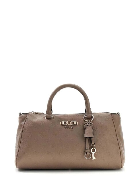 GUESS ANISE Bolso de mano con correa para el hombro. logotipo de color topo oscuro - Bolsos Mujer