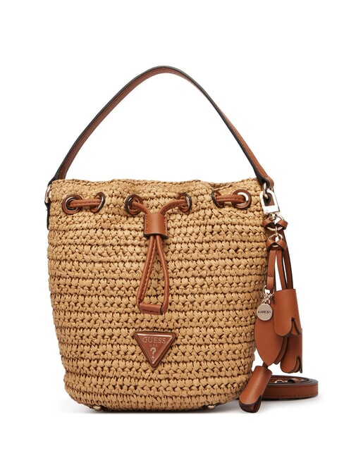 GUESS OFELIA Minibolso tipo cubo con correa para el hombro natural / co&ntilde;ac - Bolsos Mujer
