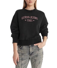 GUESS JEANS DROP BAKER CROP Sudadera de algod&oacute;n negro azabache multi - Sudaderas de mujer - 1