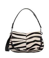 GIANNI CHIARINI HELENA ROUND Bolso de piel con correa para el hombro cebra blanca y negra - Bolsos Mujer - 1