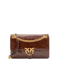 PINKO LOVE ONE LIGHT Bolso mediano de piel acolchada marr&oacute;n oscuro-oro antiguo - Bolsos Mujer - 1