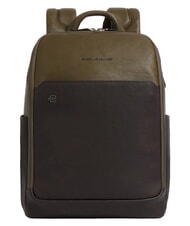 PIQUADRO BLACK SQUARE  Mochila de cuero para port&aacute;til de 14" verde / marr&oacute;n oscuro - Mochilas para port&aacute;til - 1