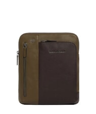PIQUADRO BLACK SQUARE  Bolso plano de piel verde / marr&oacute;n oscuro - Bandoleras Hombre - 1