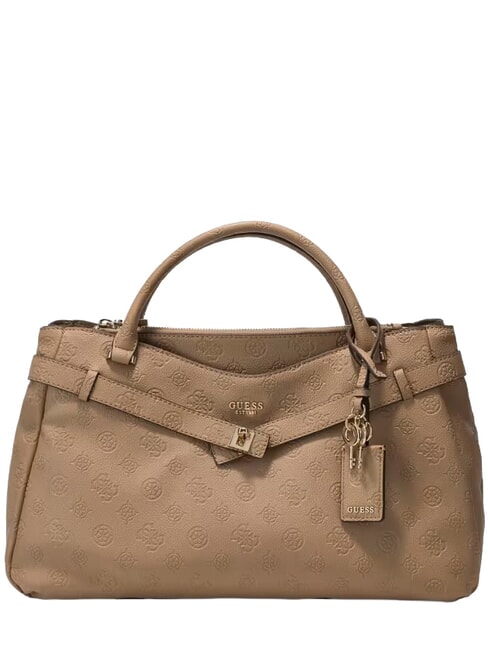 GUESS ELLA Bolso de mano con correa para el hombro. logotipo beige - Bolsos Mujer