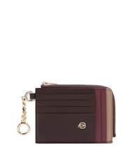 PIQUADRO CIRCLE Tarjetero/llavero de piel burdeos/rosa - Carteras Hombre - 1