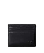 CALVIN KLEIN BOLD CK SUEDE Tarjetero plano de cuero En negro - Carteras Hombre - 1