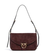 PINKO LOVE SATCHEL Bolso de hombro de piel de ante. Borgo&ntilde;a-oro antiguo - Bolsos Mujer - 1