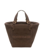 BORBONESE SUEDE LOGO Bolso de mano, bolsa de compras cabeza oscura - Bolsos Mujer - 1