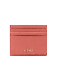 COCCINELLE METALLIC SOFT  Tarjetero plano de piel arcilla rosa - Carteras Mujer - 1