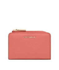 COCCINELLE METALLIC SOFT Tarjetero de piel arcilla rosa - Carteras Mujer - 1
