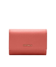 COCCINELLE METALLIC SOFT Cartera plegable de piel martillada arcilla rosa - Carteras Mujer - 1