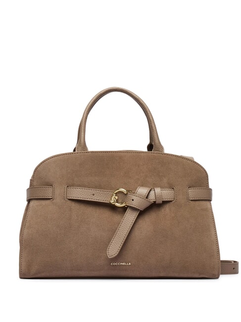 COCCINELLE SABINE SUEDE BICOLOR Bolso de mano con correa para el hombro. topo c&aacute;lido - Bolsos Mujer