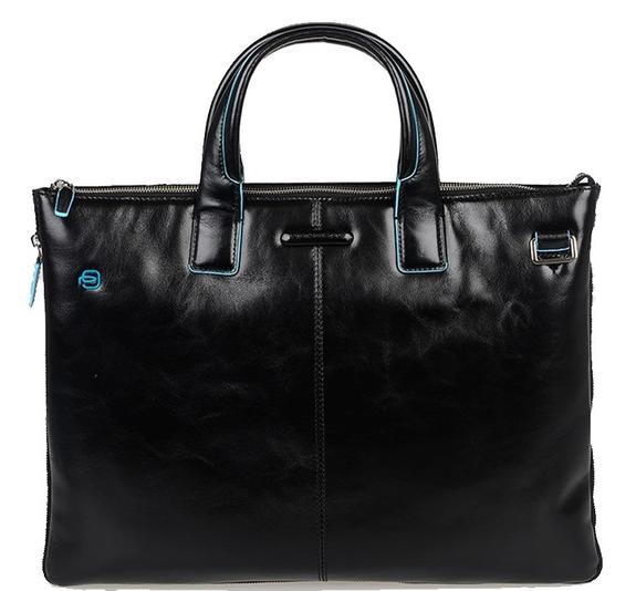 PIQUADRO Carpeta CUADRADO AZUL, soporte para PC de 15.6 ", expandible negro - Maletines de Trabajo