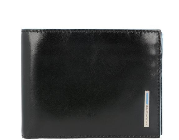 PIQUADRO Cartera CUADRADO AZUL, en cuero, con RFID negro - Carteras Hombre