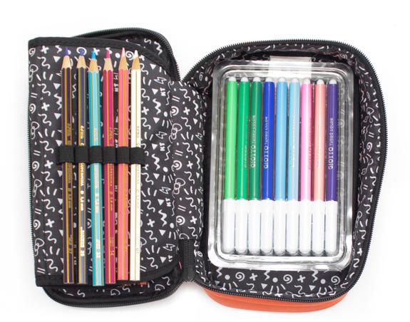 HELLO KITTY  Estuche Marcadores, ¡Kit con todo para la escuela! negro - Estuches y Accesorios