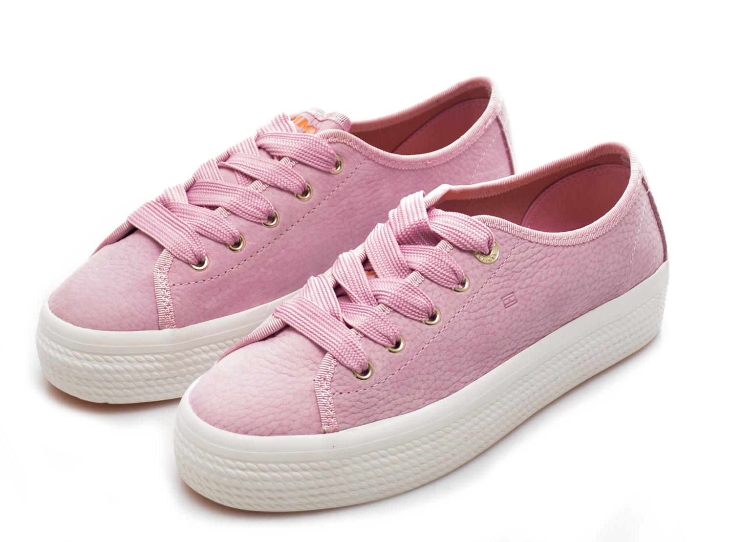 Tommy Hilfiger Flag Low Cut Zapatillas De Piel Lavanda Rosa