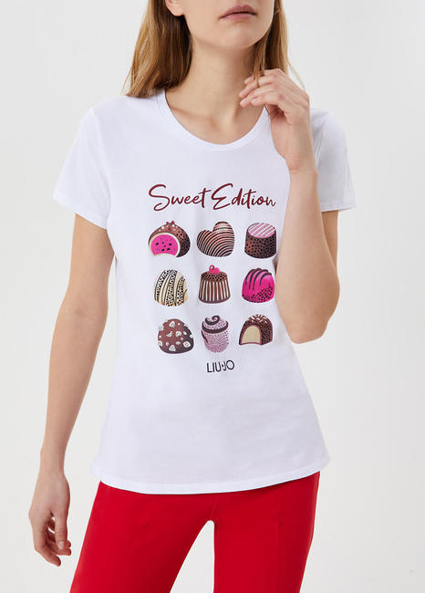LIUJO  LOVE ME Camiseta de mujer BiancoOttico / SweetEdition - camiseta