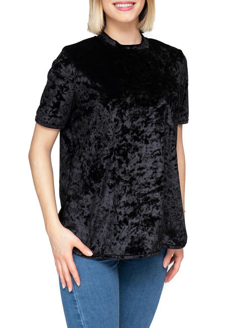 MANILA GRACE  Blusa de terciopelo negro - Suéteres de mujer
