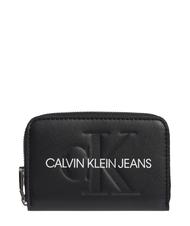 CALVIN KLEIN  Cartera con logo estampado alrededor de la cartera NEGRO - Carteras Mujer - 1