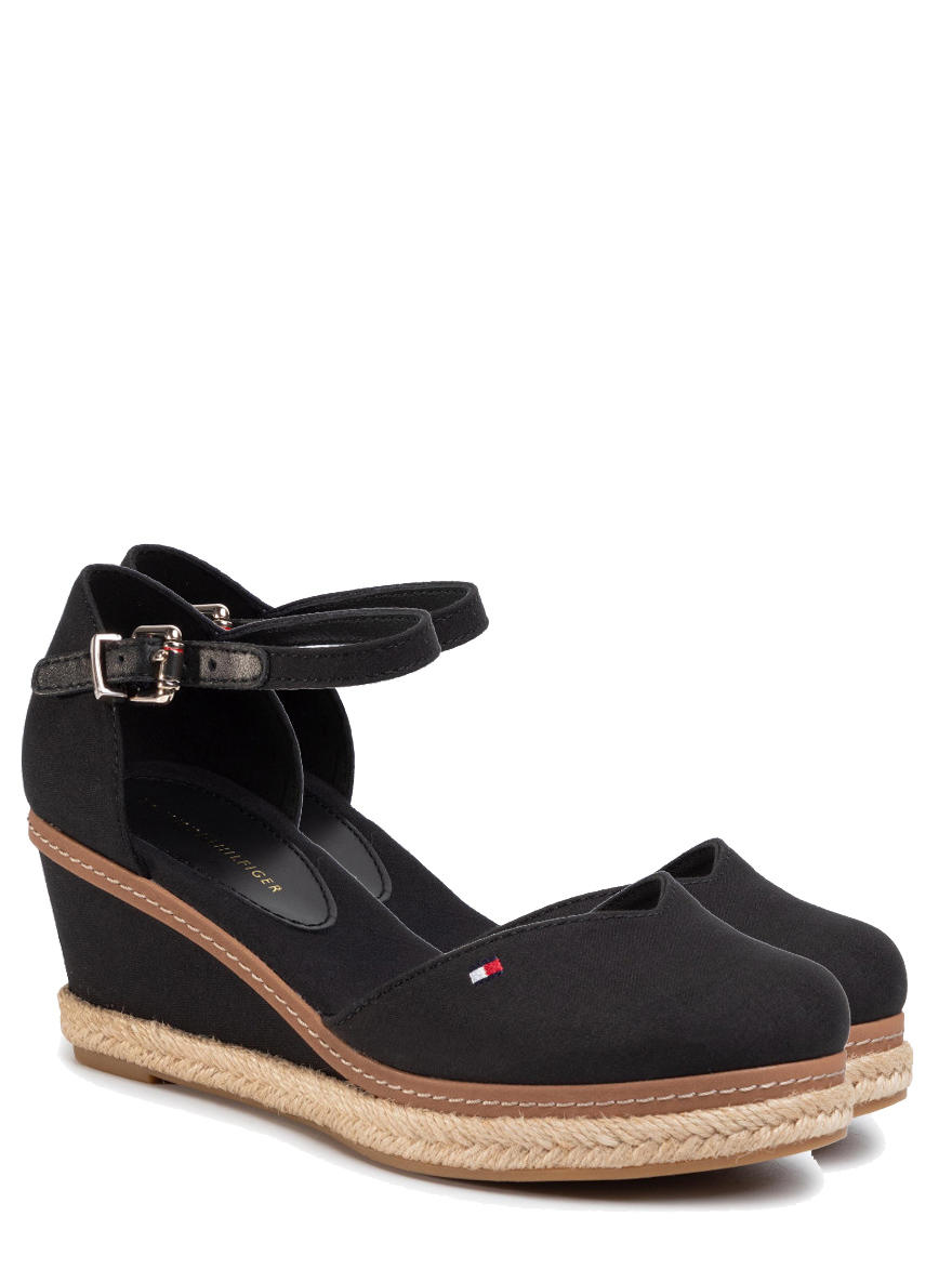 Tommy Hilfiger Toe Sandalias Alpargatas Negro - ¡Compra A Precios De Outlet!