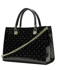 POLLINI Embossed Heritage Bolso de mano, con bandolera, de charol negro - Bolsos Mujer - 3