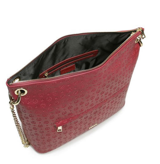 Embossed Heritage Bolso de hombro, con bandolera y llavero Burdeos - Bolsos Mujer