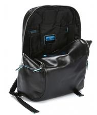 PIQUADRO Mochila Línea AZUL CUADRADO, en cuero negro - Mochilas para portátil - 4
