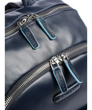 PIQUADRO Mochila Línea AZUL CUADRADO, en cuero azul - Mochilas para portátil - 3