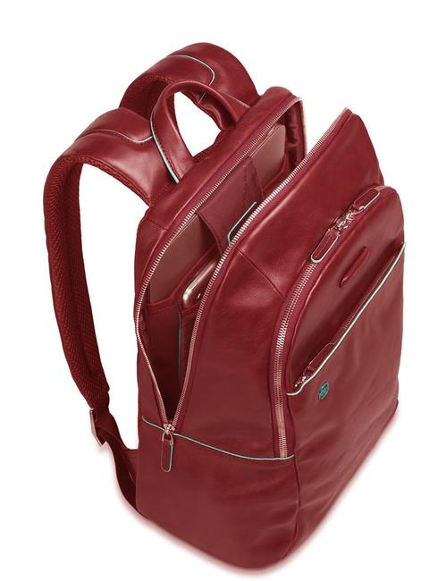 Mochila Línea AZUL CUADRADO, en cuero ROJO - Mochilas para portátil