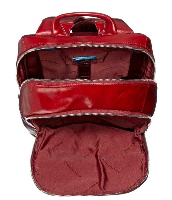 Mochila Línea AZUL CUADRADO, en cuero ROJO - Mochilas para portátil