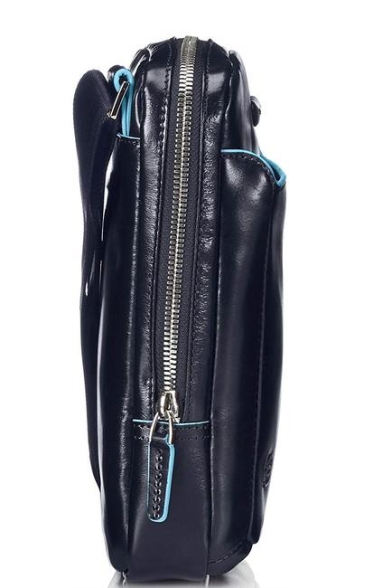 Bolso CUADRADO AZUL, soporte para tableta, en cuero azul - Bandoleras Hombre