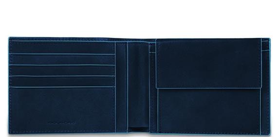 Cartera CUADRADO AZUL, en cuero, con RFID azul - Carteras Hombre
