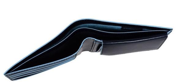 Cartera CUADRADO AZUL, en cuero, con RFID azul - Carteras Hombre