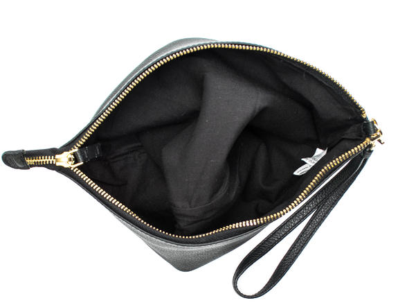  Bolso de mano con pu&ntilde;o, en piel NEGRO - Bolsos Mujer