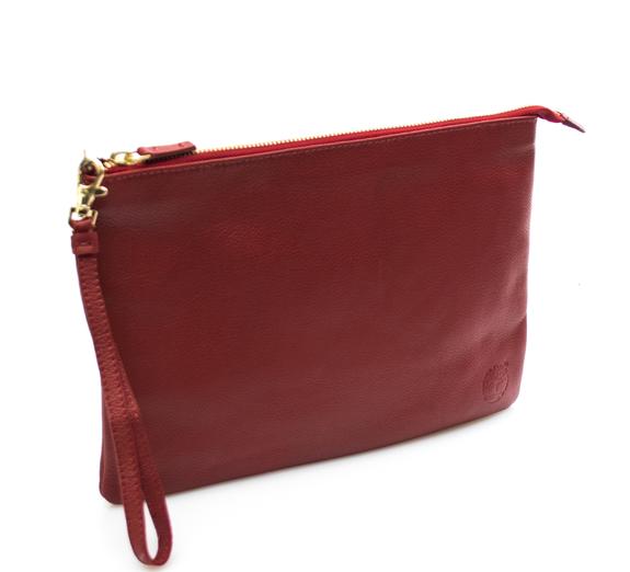 Bolso de mano con puño, en piel ROJO - Bolsos Mujer