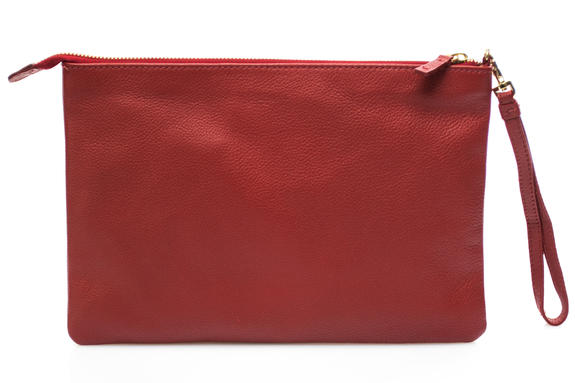  Bolso de mano con puño, en piel ROJO - Bolsos Mujer
